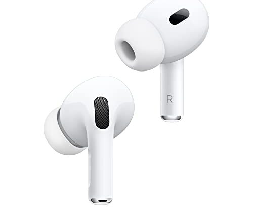 Apple AirPods Pro 2 Wireless Earbuds, Active Noise Cancellation, Hearing Aid Feature, Bluetooth Headphones, Transparency, Personalized Spatial Audio, High-Fidelity Sound, H2 Chip, USB-C Charging