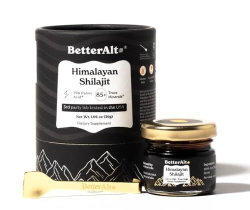 Better Alt BetterAlt Pure Himalayan Shilajit Resin | High Potency for Men & Women | 75 Servings for Stamina and Muscle Building, 85+ Trace Minerals, 75% Fulvic Acid, with Lab Test Report, 400mg