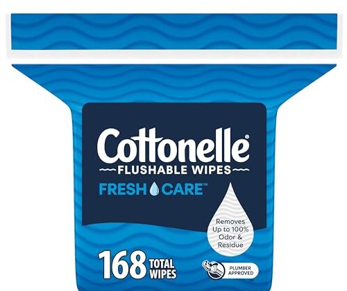 Cottonelle Fresh Care Flushable Wet Wipes, Adult Wet Wipes, 1 Refill Pack, 168 Wipes Per Pack, Packaging May Vary