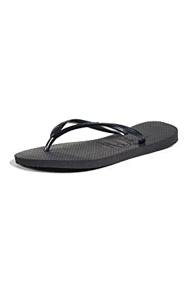 Havaianas Women's Slim Flip Flops Sandals - Black, 7/8