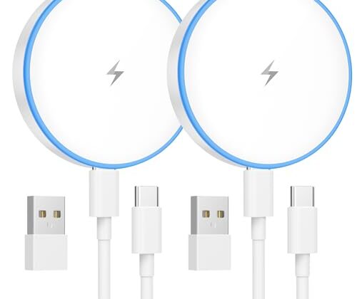 MagSafe Charger 2 Pack 15W Magnetic Wireless Charger Fast Charging Pad Compatible with iPhone 16/15/14/13/12 Series & AirPods 3/2/Pro Magnetic MagSafe Charging Pad with Dual Ports