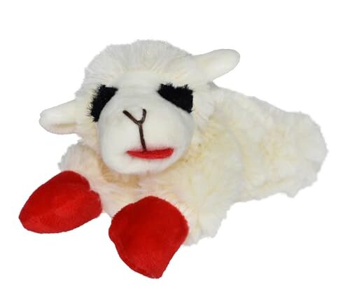 Multipet Lamb Chop Dog Plush Toy - Squeaky Toy for All Dogs - Extra Soft Plush - Stuffed Animal Dog Toy for Cuddling & Playing - Cute Pet Toy (6", Cream)