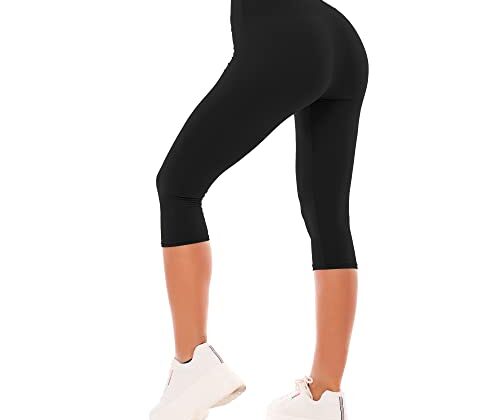 SINOPHANT High Waisted Leggings for Women - Full Length Capri Buttery Soft Yoga Pants for Workout Athletic(Capri Black,L-XL)