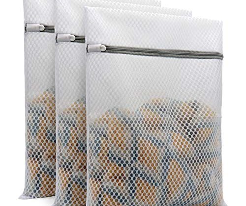 3Pcs Durable Honeycomb Mesh Laundry Bags for Delicates 12 x 16 Inches (3 Medium)