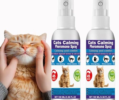 Cats Calming Pheromone Spray & Calming Solution for Cats, Anti Anxiety Pet Products - Feline Calm Pheromones, Cats Reduces Scratching Furniture Peeing Marking Calming Cat for Travel 6.8 fl.oz Blue