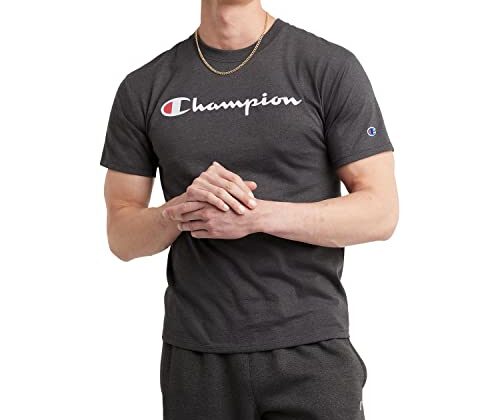Champion mens Classic T-shirt, Script Logo T Shirt, Granite Heather-y07718, XX-Large US