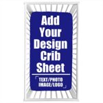 Custom Fitted Crib Sheet, Personalized with Name Photo Logo Mattress Sheet for Standard Crib Size, Microfiber Silky Soft Toddler Mattress Sheet, Sheet for Boys Girls, W28 xL52 xH8, Blue