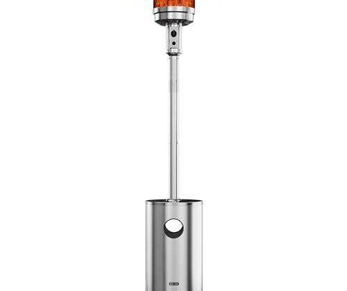 EAST OAK 48,000 BTU Patio Heater for Outdoor Use With Round Table Design, Double-Layer Stainless Steel Burner and Wheels, Outdoor Patio Heater for Home and Commercial, Stainless Steel