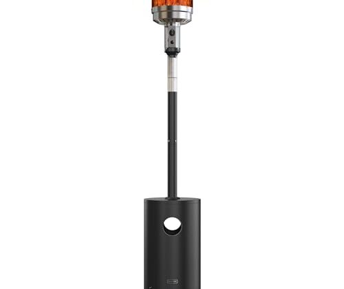 EAST OAK 50,000 BTU Patio Heater for Outdoor Use with Round Table Design, Double-Layer Stainless Steel Burner, Wheels, Triple Protection System, Outdoor Heater for Home and Residential, Black