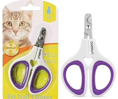 OneCut Pet Nail Clippers, Update Version Cat & Kitten Claw Nail Clippers for Trimming, Professional Pet Nail Clippers Best for a Cat, Puppy,Rabbit, Kitten & Small Dog,Sharp & Safe (Purple)