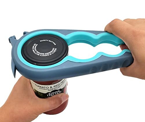Otstar Jar Opener Bottle Opener and Can Opener for Weak hands, Seniors with Arthritis and Anyone with Low Strength, Mutil Jar Opener Get Lids Off Easily (Blue and Grey)