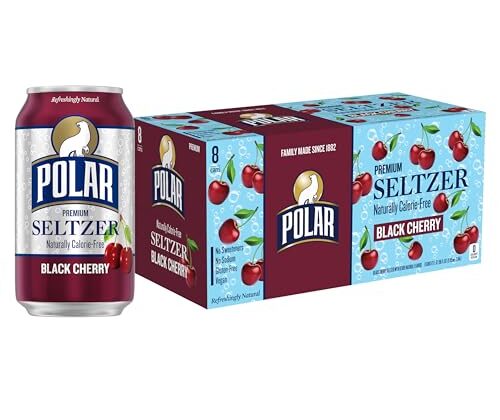 Polar Seltzer Water Black Cherry 12 fl oz cans, 8pk