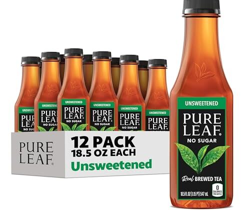 Pure Leaf Iced Tea, Unsweetened Real Brewed Tea, Zero Sugar & Zero Calories, 18.5 Fl Oz (Pack of 12)