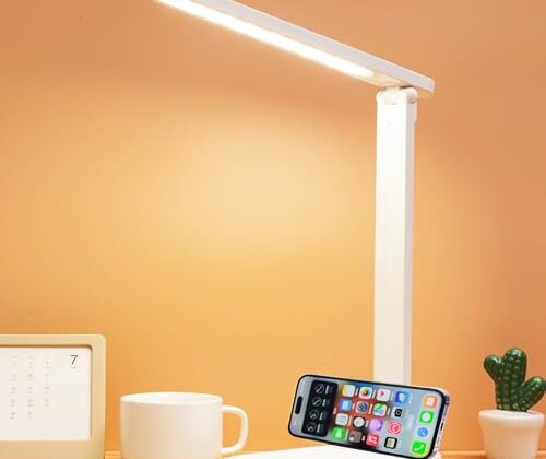 R RUCKERCO Led Desk Lamp Dimmable Desk Light Reading Lamp 3 Lighting Modes, Eye Protection Accessories, Study Desk Lamp Equipped USB Charger Suitable for Home Office is for Gift Giving
