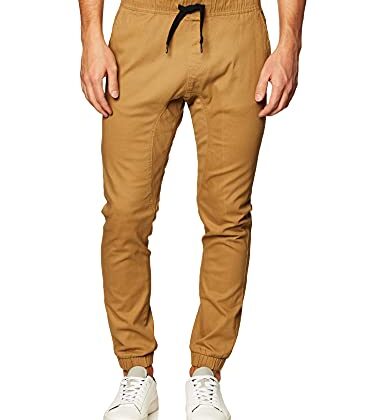 Southpole Men's Basic Stretch Twill Jogger Pants-Reg and Big & Tall Sizes, Brown, Medium
