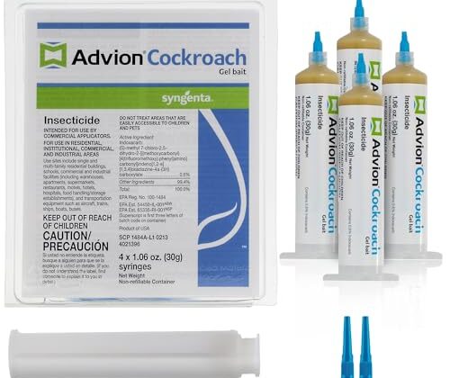 Advion Cockroach Gel Bait, 4 Tubes x 30-Grams, 1 Plunger and 2 Tips, German Roach Insect Pest Control, Indoor and Outdoor Use, Roach Killer Gel for American, German and Other Major Cockroach Species