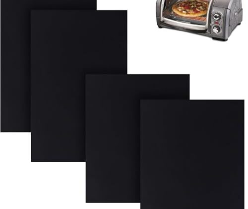 Air Fryer Oven Liners for Hamilton Beach Easy Reach 4-Slice Countertop Toaster Oven, Black Air Fryer Liners Reusable Baking Mat for Hamilton Beach 31344DA(2+2pcs)