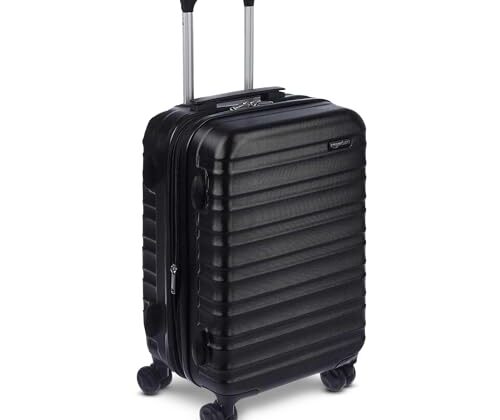 Amazon Basics 21" Hardside Carry-On Luggage, Hardshell Suitcase With Wheels, Expandable For Up to 25% More Space, With Scratch-Resistant Surface, Four Multi-directional Wheels, Black