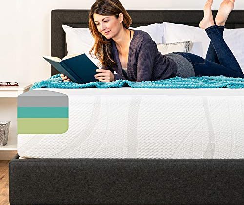 Best Choice Products 12 Inch, Green Tea Charcoal 12 Inch, Green Tea Charcoal Cooling Gel Memory Foam Mattress, Fiberglass Free, 3-Layer, Breathable - Queen, Medium Plush