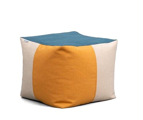 Big Joe Square Ottoman Weatherproof Bean Bag Footrest, Sunset Block Intertwist, Weather Resistant UV-Protected Fabric, 2 feet