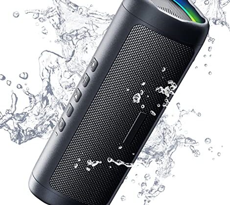 Bluetooth Speaker with HD Sound, Portable Wireless, IPX5 Waterproof, Up to 20H Playtime, TWS Pairing, BT5.3, for Home/Party/Outdoor/Beach, Electronic Gadgets, Birthday Gift (Black)