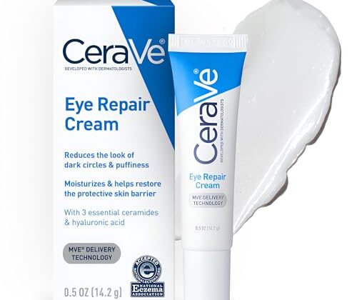 CeraVe Eye Repair Cream, Under Eye Cream For Puffiness And Bags Under Eyes, Hyaluronic Acid + Niacinamide + Marine Botanical Complex, Oil Free & Opthalmologist Tested