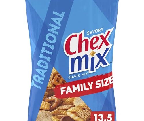Chex Mix Traditional Savory Snack Mix, Snacks, Family Size, 13.5 oz