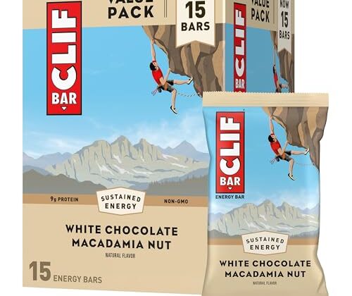 CLIF BAR - White Chocolate Macadamia Nut Flavor - Made with Organic Oats - Energy Bars - Non-GMO - Plant Based Protein Bars (15 Pack)
