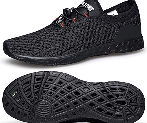 DOUSSPRT Men's Water Shoes Quick Drying Sports Aqua Shoes AllBlack Size 11.5