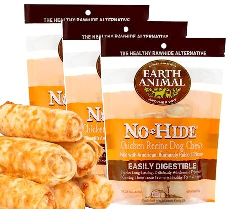Earth Animal No Hide Small Long Lasting Dog Chew Rolls, Chicken, 2 Count Pack of 3