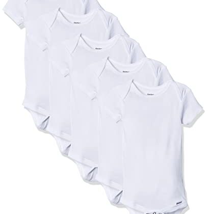 Gerber Baby 5-Pack Solid Onesies Bodysuits, White, 3T
