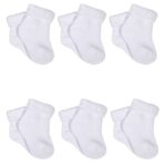 Gerber Baby 6-Pair Sock, White, 0-3 Months