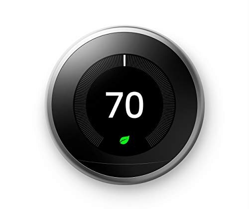 Google Nest Learning Thermostat - 3rd Gen (2015) - Programmable Smart Thermostat for Home - Works with Alexa - Stainless Steel