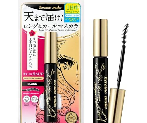 HEROINE MAKE by KISSME Long & Curl Up Waterproof Mascara Black, Lengthening & Volume Fiber Tubing Mascara Makeup, WP 01