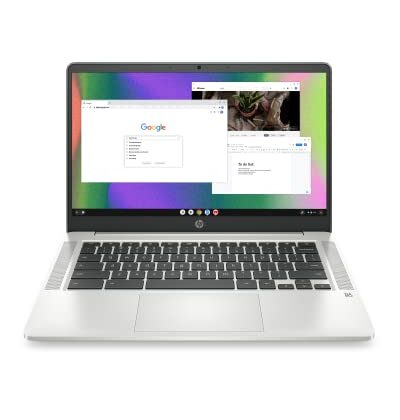 HP Chromebook 14 Laptop, Intel Celeron N4120, 4 GB RAM, 64 GB eMMC, 14" HD Display, Chrome OS, Thin Design, 4K Graphics, Long Battery Life, Ash Gray Keyboard (14a-na0226nr, 2022, Mineral Silver)