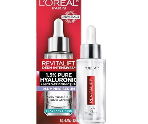 L'Oreal Paris Revitalift 1.5% Pure Hyaluronic Acid Face Serum, Hydrate & Reduce Wrinkles, Fragrance Free 1 oz