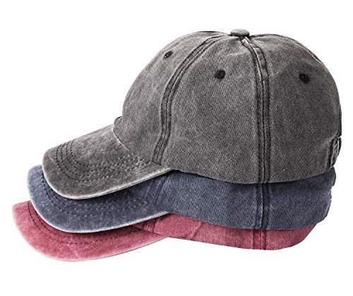 MEINICY 3 Pack Washed Plain Baseball Cap, Retro Adjustable Dad Hats Gift for Men/Women,Unstructured/Cotton