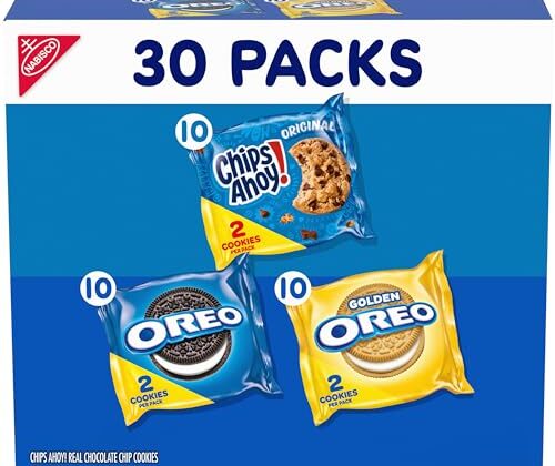 Nabisco Sweet Treats Cookie Variety Pack OREO, OREO Golden & CHIPS AHOY!, 30 Snack Packs (2 Cookies Per Pack)