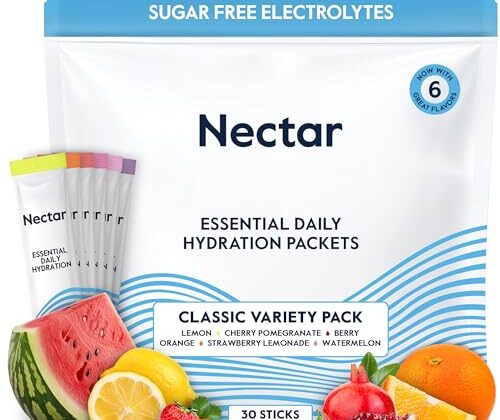 Nectar Hydration Packets - Electrolytes Powder Packets - Sugar Free & 0 Calorie - Organic Fruit Liquid Daily IV Hydrate Packets for Dehydration Relief and Rehydration (Variety 30 Pack)