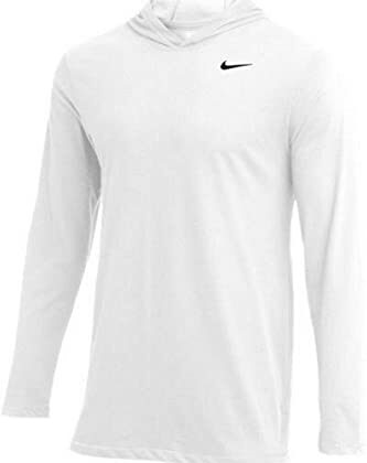Nike Mens Dry Long Sleeve Hoodie Tee (White, Medium)