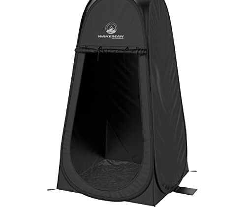 Pop Up Pod - Privacy Shower Tent, Dressing Room, or Portable Toilet Stall with Carry Bag for Camping, Beach, or Tailgate by Wakeman Outdoors (Black)