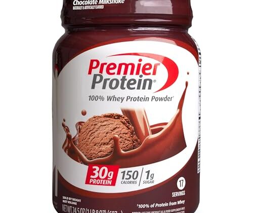 Premier Protein Powder, Chocolate Milkshake, 30g Protein, 1g Sugar, 100% Whey Protein, Keto Friendly, No Soy Ingredients, Gluten Free, 17 Servings, 24.5 Ounce (Pack of 1)