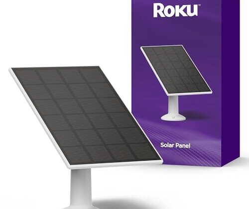 Roku Solar Panel for Outdoor Security Camera - IP65 Weather Resistant Solar Charger for Driveway, Backyard & Front Porch with Micro-USB Adaptor Cable & 360° Swivel Mount - Smart Home Products