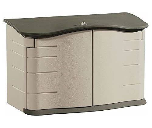 Rubbermaid Small Horizontal Resin Outdoor Storage Shed With Floor (4.5 x 3 Ft) Weather Resistant, Beige/Brown, Organization for Home/Backyard/Pool Chemicals/Toys/Garden Tools/Porch/Patio Cushions
