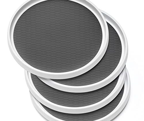 Set of 4, 10 Inch Non-Skid Lazy Susan Organizers - Turntable Rack for Cabinet, Pantry Organization and Storage, Kitchen, Fridge, Bathroom Makeup Vanity Countertop, Under Sink Organizing, Spice Rack