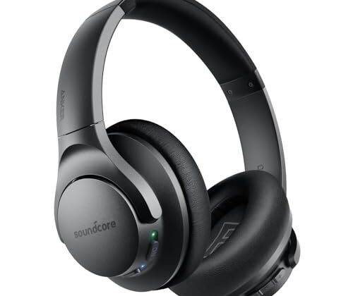 Soundcore Anker Life Q20 Hybrid Active Noise Cancelling Headphones, Wireless Over Ear Bluetooth Headphones, 70H Playtime, Hi-Res Audio, Deep Bass, Memory Foam Ear Cups, Travel, Office, USB-C Charging
