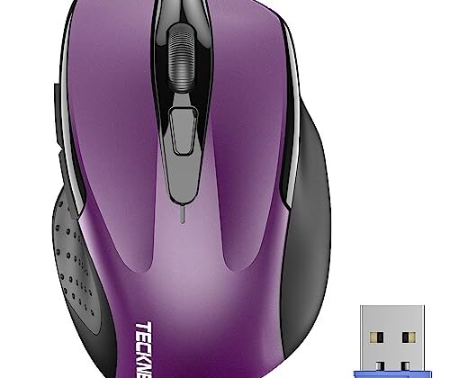 TECKNET Wireless Mouse, 2.4G Ergonomic Optical Mouse, Computer Mouse for Laptop, PC, Computer, Chromebook, Notebook, 6 Buttons, 24 Months Battery Life, 2600 DPI, 5 Adjustment Levels