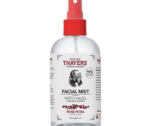 Thayers Alcohol-Free Witch Hazel Facial Mist Toner with Aloe Vera, Rose Petal, Soothing and Hydrating, For All Skin Types, 8 oz