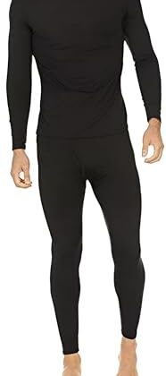 Thermajohn Long Johns Thermal Underwear for Men Fleece Lined Base Layer Set for Cold Weather (Medium, Black)