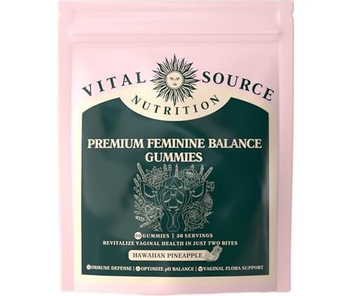 Vital Source Nutrition - Premium Feminine Balance Gummies - for Women’s Health & Wellness - Immune Support - Vegan, Gluten-Free - Hawaiian Pineapple - 60 Gummies - 30 Servings